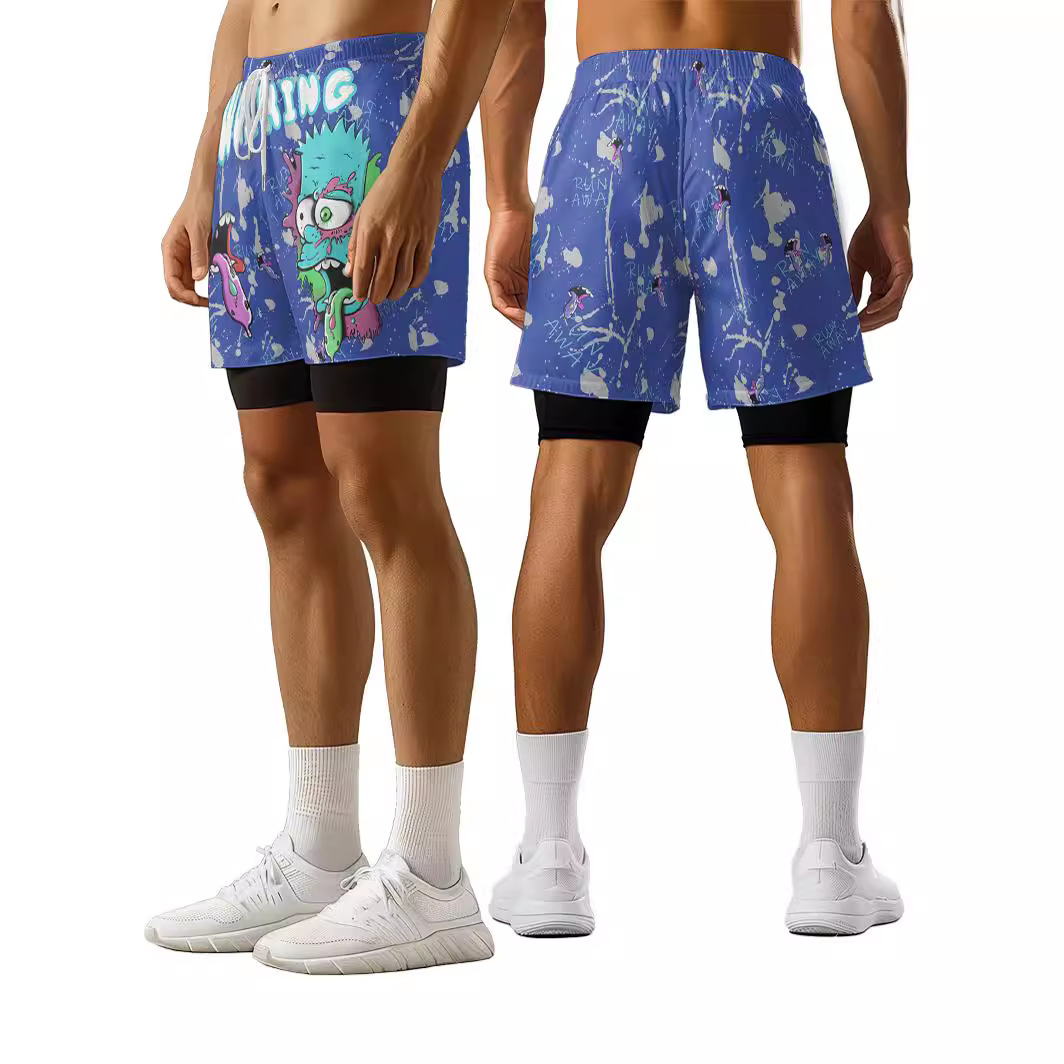 美式潮牌短裤夏季男假两件速干小众设计跑步训练篮球休闲运动裤子
