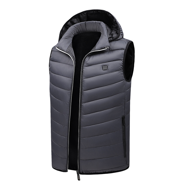 Factory direct supply men's new hooded vest autumn and winter charging treasure heating cotton-padded clothes USB intelligent heating warm outside