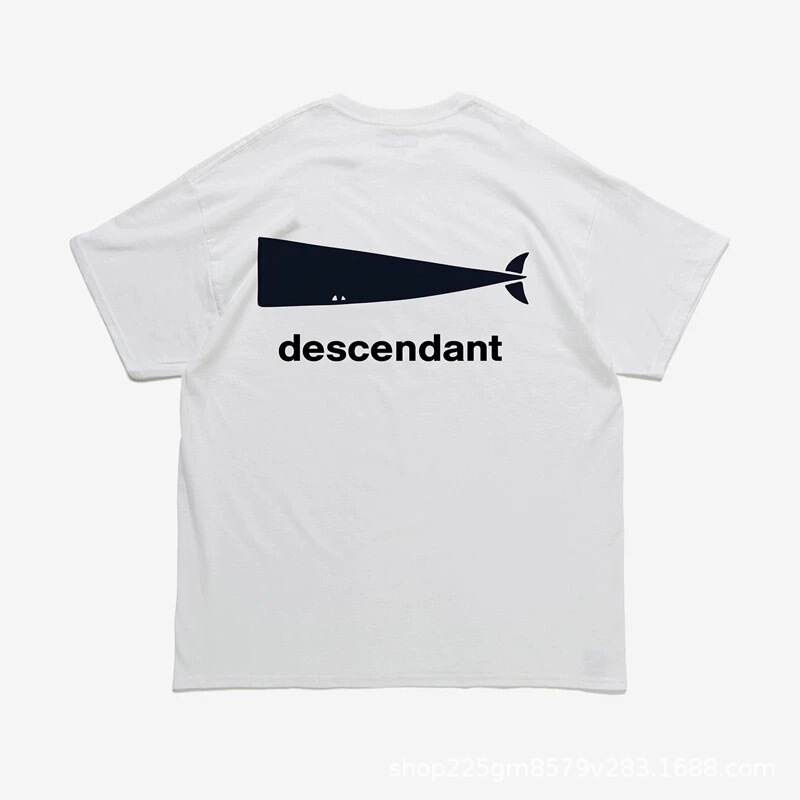 Descendant Dcdt Cetus Nishiyama Toshi Japanese Style Trendyy Big Whale Back Printed Casual Loose T-Shirt Descendant Dcdt Cetus Nishiyama Toshi Japanese Style Trendyy Big Whale Back Printed Casual Loose T-Shirt