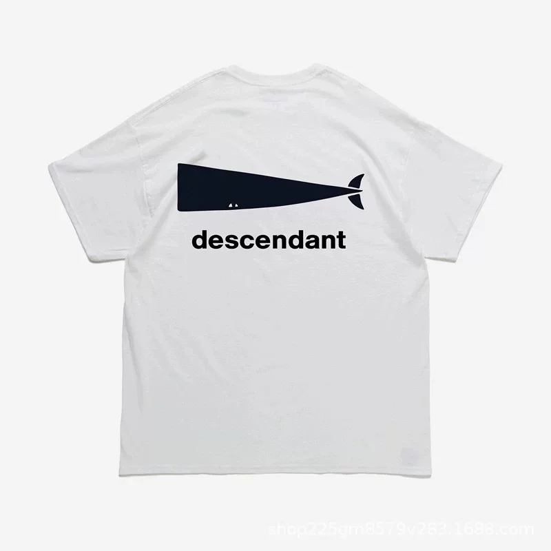 DESCENDANT DCDT CETUS Toru Nishiyama Японский тренд большой кит назад принтованный повседневный свободный футболка