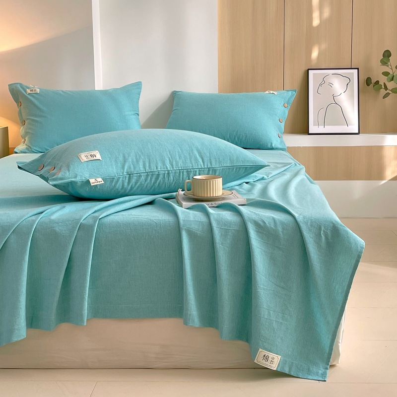 Una sábana de algodón lavado de algodón puro de una sola pieza 100 algodón engrosado Funda de almohada para dormitorio individual Juego de tres piezas 3 Four Seasons Universal
