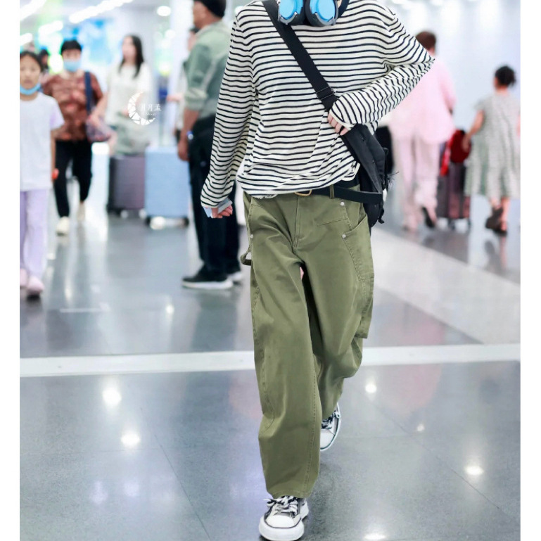 Hanko | Sf Minimalist Style Green Cotton Cargo Pants Sickle Pants Casual Pants Commuting