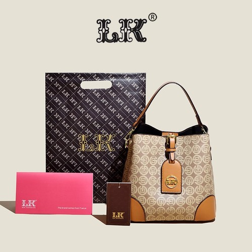  Summer New Arrival Live Streaming Popular Print Large Capacity Water Bucket Bag Handbag for Women PU Color Block Wide Shoulder Crossbody Bag