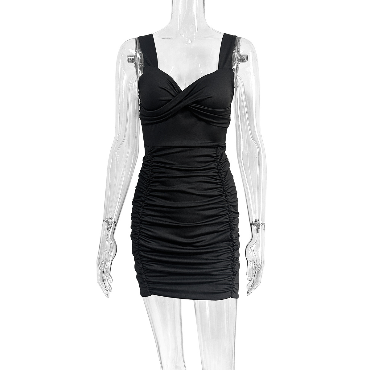 Summer Sexy Sling Dress Arrival Pleated Skinny Sheath Slim Fit Dress