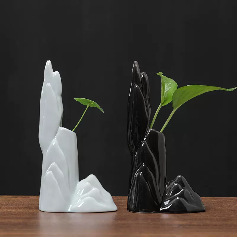 创意假山陶瓷花瓶水培绿植干花花插餐桌电视柜装饰品家居软装摆件
