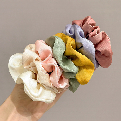 Korean satin large intestine hair tie simple solid color temperament women's hair flower hair accessories cross-border meatball head rope rubber band