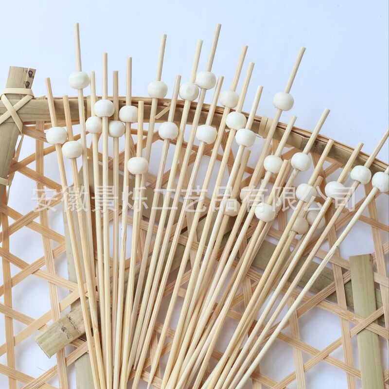 直径6x7mmの丸玉、ベージュビーズ、レッドビーズ、使い捨て装飾竹串、フルーツ串、工場直送、100個|undefined