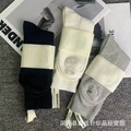 JILSANDER吉尔桑达纯色双针中筒棉质小腿袜黑白灰布标简约女袜