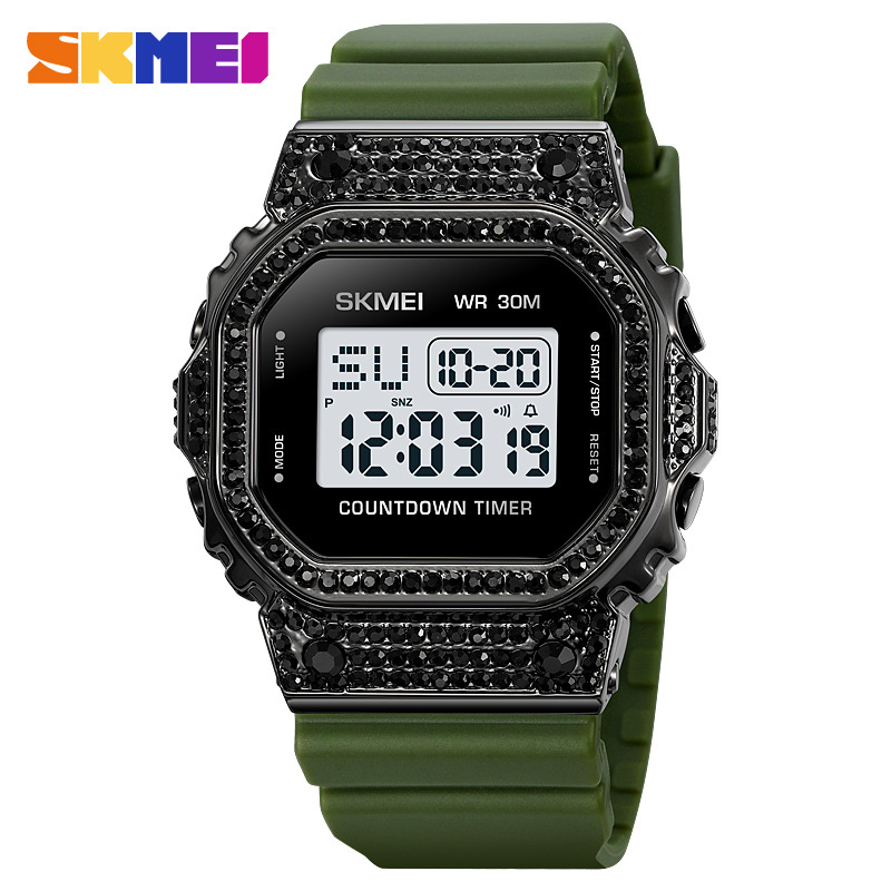 SKMEI diamante incrustado moda multi-funcional impermeable reloj electrónico par reloj transfronterizo Venta caliente reloj 2000