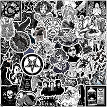 50张黑白哥特风涂鸦贴纸汽车平衡车机车头盔装饰贴纸防水批发