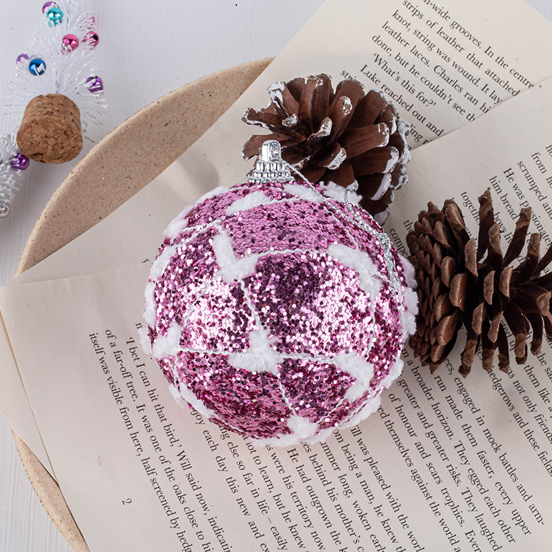 8cm Glitter espuma de peluche Navidad bola 3 unids Navidad árbol decoración colgante suministros vacaciones hecho a mano bola colgante
