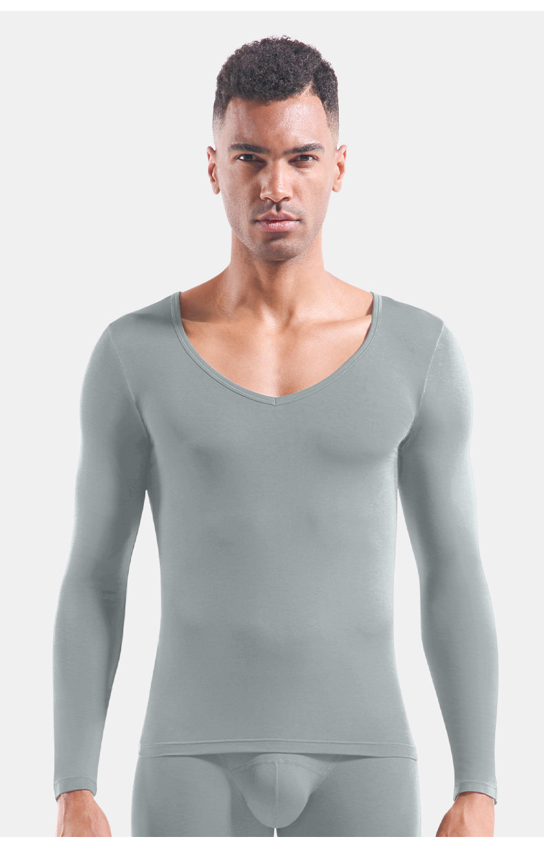 Herren Thermounterhemd V-ausschnitt Aus Baumwolle Unterhemd_voghion.com