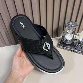 欧洲站真皮拖鞋男士夏季防滑耐磨舒轻便适室内外外贸原单西装凉拖