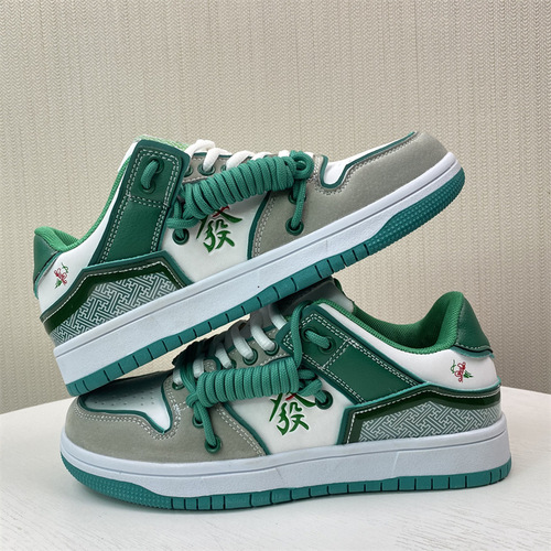  Summer New Original Board Shoes for Women with Mahjong Elements, Wealthy Breathable Color-Matched Dual Strap Casual Shoes for Men