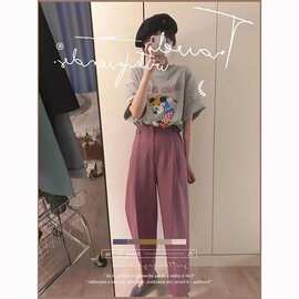 3038西装裤女夏季新款韩系chic时尚减龄长裤高腰显瘦阔腿裤子气质