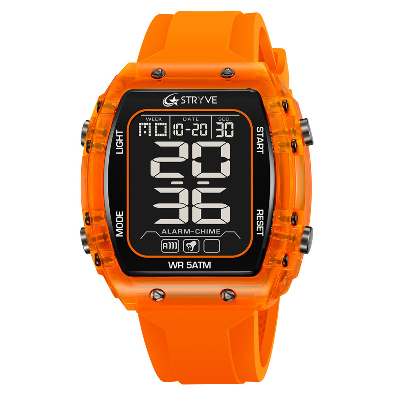 STRYVE 8031 moda hombre reloj deportivo digital nocturna electrónica reloj de pulsera impermeable al aire libre reloj de estudiantes