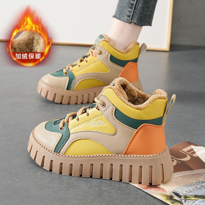 2023 invierno nuevo estilo más terciopelo engrosamiento zapatos de mujer cálidos zapatos altos suela suave zapatos de viaje ligeros zapatos de algodón impermeables para uso externo