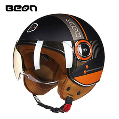 Electric Vehicle Half Helmet Motorcycle — Motorcycle Safety Supplies - large-horizontal-bar-dumb-blacktitanium-orange-s