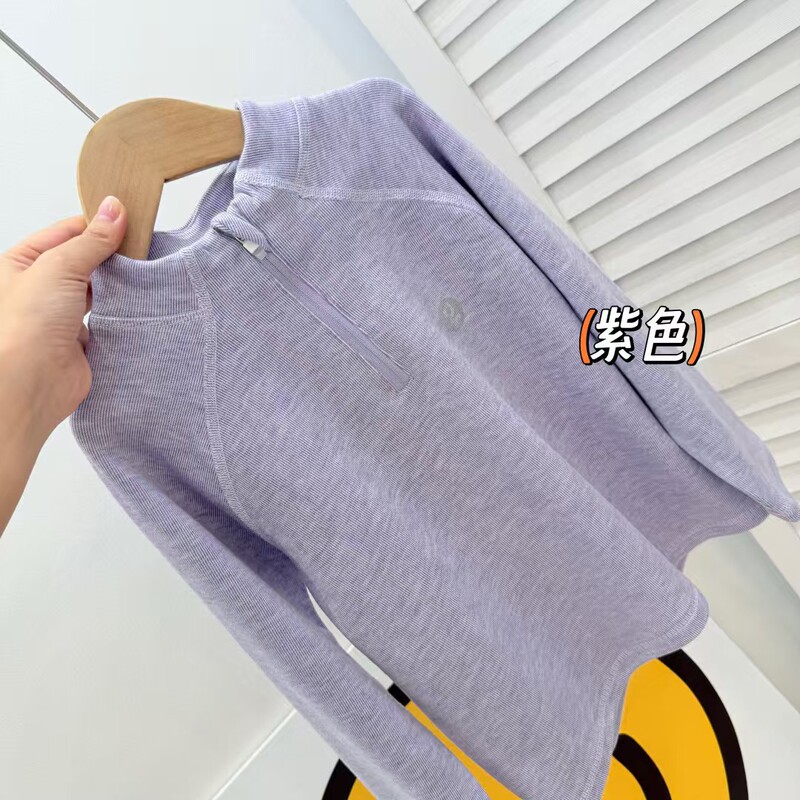 秋季新款中大童撞色明线拼接半拉链立领长袖糯糯衣中大童打底衫|undefined