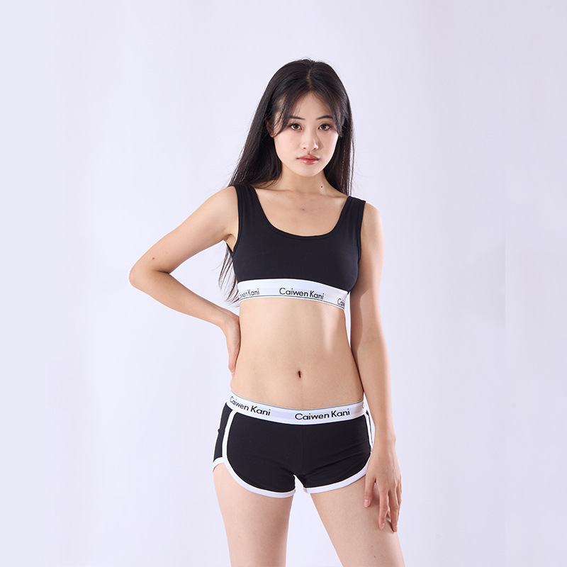 Underwear Women's Vest No Rims Bra Push-Up C?Ckν Outer Wear Sports Bra Fitness Underwear Set