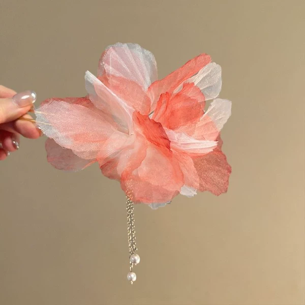 Carmine leaf butterfly hairpin