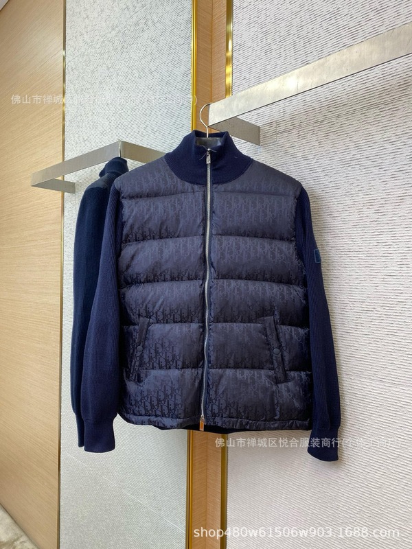 迪家白鸭绒针织羊毛羽绒拼接男士长袖羽绒服 feather down coat|undefined