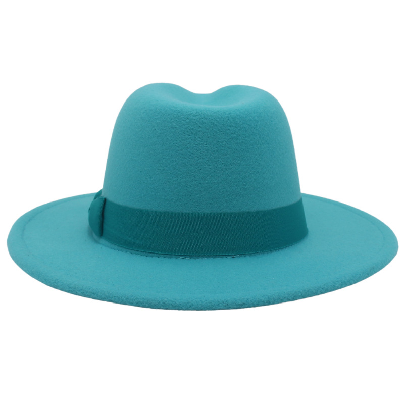 Flat Eaves Rim Unisex Fashion Solid Color Bow Knot Flat Eaves Fedora Hat