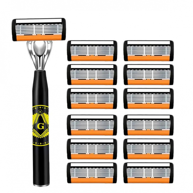 Orange Six-Layer Blade Manual Razor 6-Layer Blade Razor Large g Manual Razor Blade Universal 7-Layer