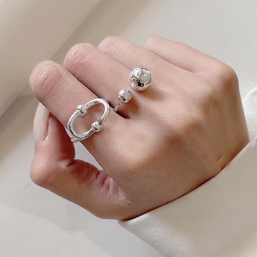 Plain circle 925 silver ring does not fade niche design sense ins wind jewelry simple high-end sterling silver ring wholesale female