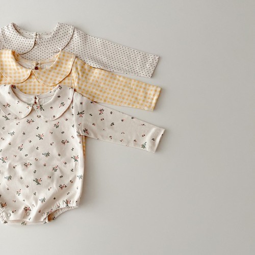 Spring and Autumn Infant and Toddler Garment Plaid Floral Coverall Cotton Baby Lapel Long Sleeve Romper