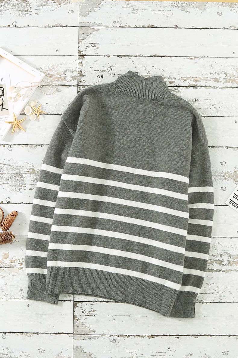 women s striped loose round neck pullover nihaostyles clothing wholesale NSQSY78168