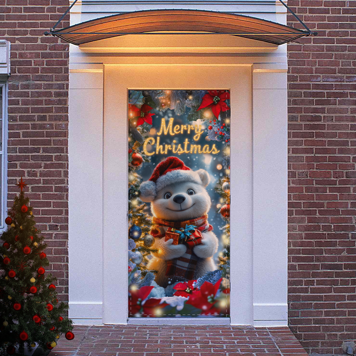 Nuevo estilo transfronterizo cubierta de puerta de Navidad puerta colgante decoración de puerta escena festiva decoración accesorios suministros de Navidad al por mayor