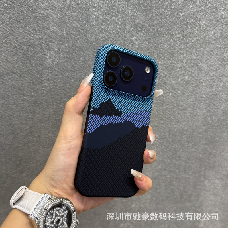 适用iPhone17promax凯夫拉纹磁吸手机壳苹果16磨砂超薄PC防摔套15|undefined