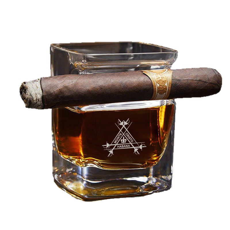 Vaso de whisky ligero de lujo de cigarro de cristal creativo de vidrio de whisky ins copa de compañero