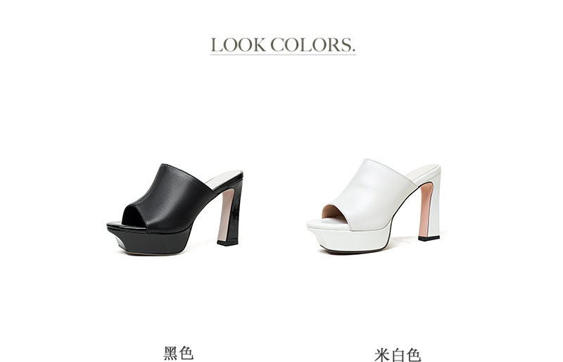 Sandal cao gót nữ quai ngang hở mũi gót 9 cm — đen chi tiết 5