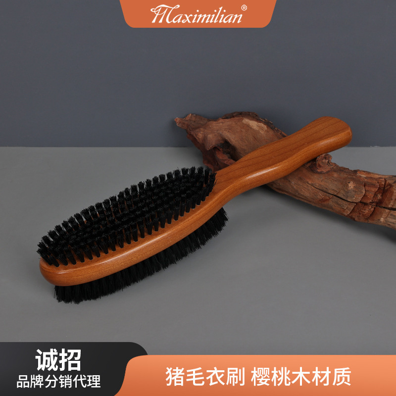 Cherry wood brush double-sided cleaning brush sofa brush dust brush coat brush sweater brush black pig brush manufacturers wholesale