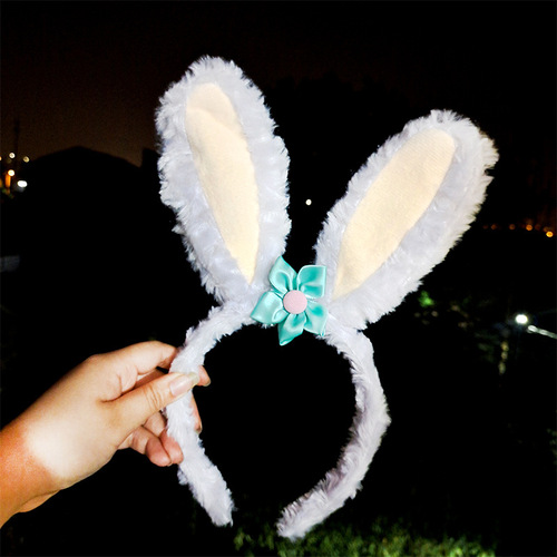 Korean style headdress, luminous star, rabbit ears, headband, cute girl face wash, plush headband, flash toy wholesale
