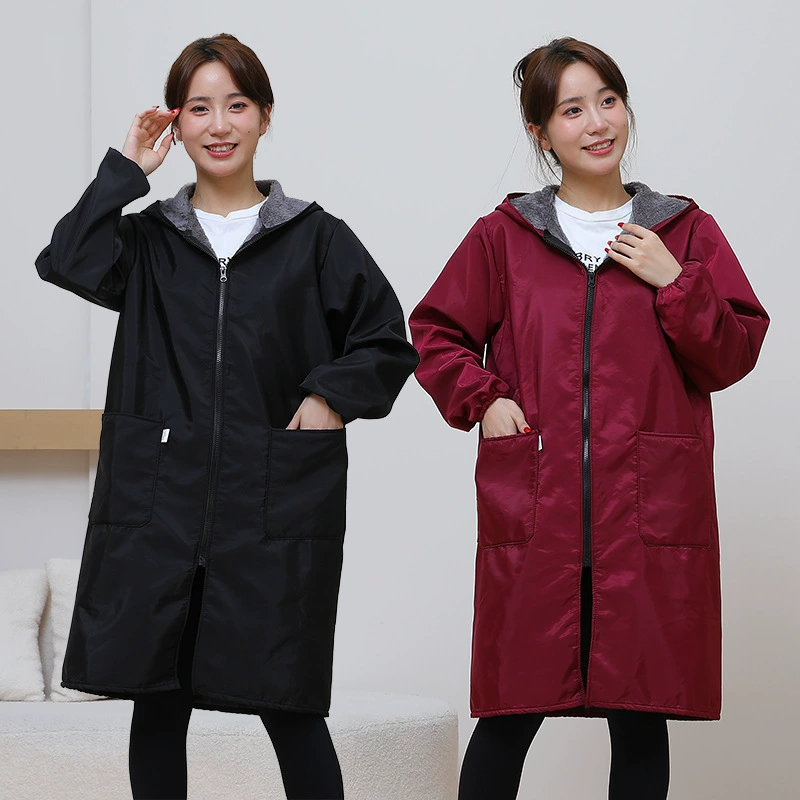 Толстый арктический бархат с длинными рукавами, кухонный фартук для мужчин и женщин, стрижка, рабочая ветровка, рабочая одежда