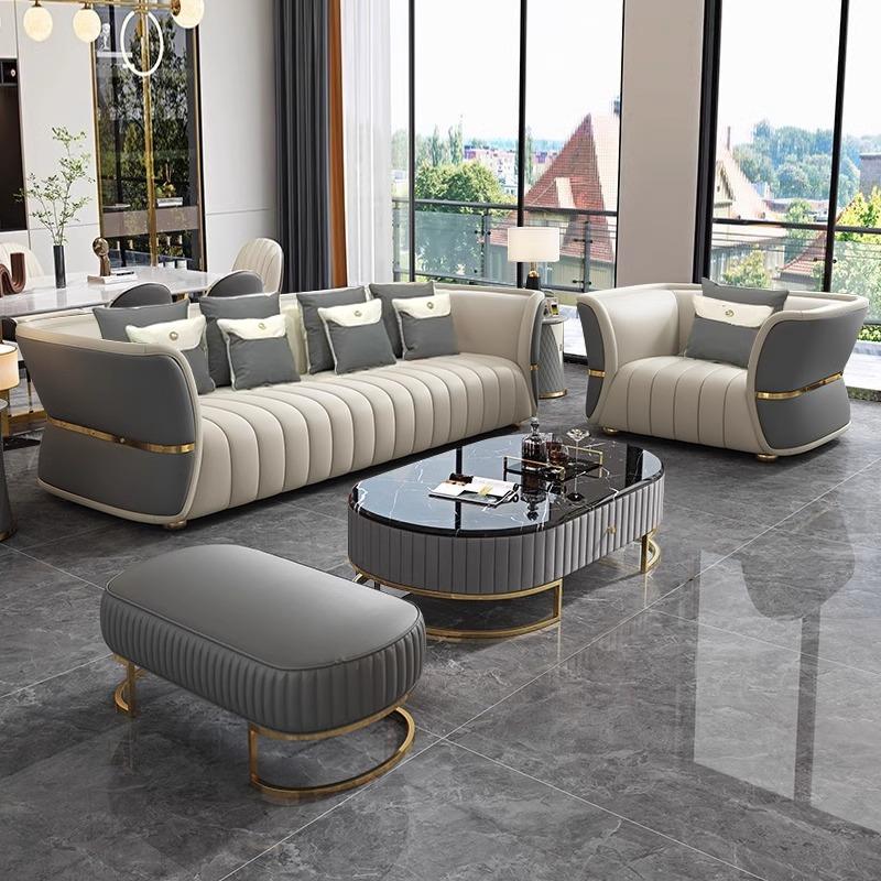 #轻奢沙发现代简约美式奢华别墅小户型客厅直排三人位组