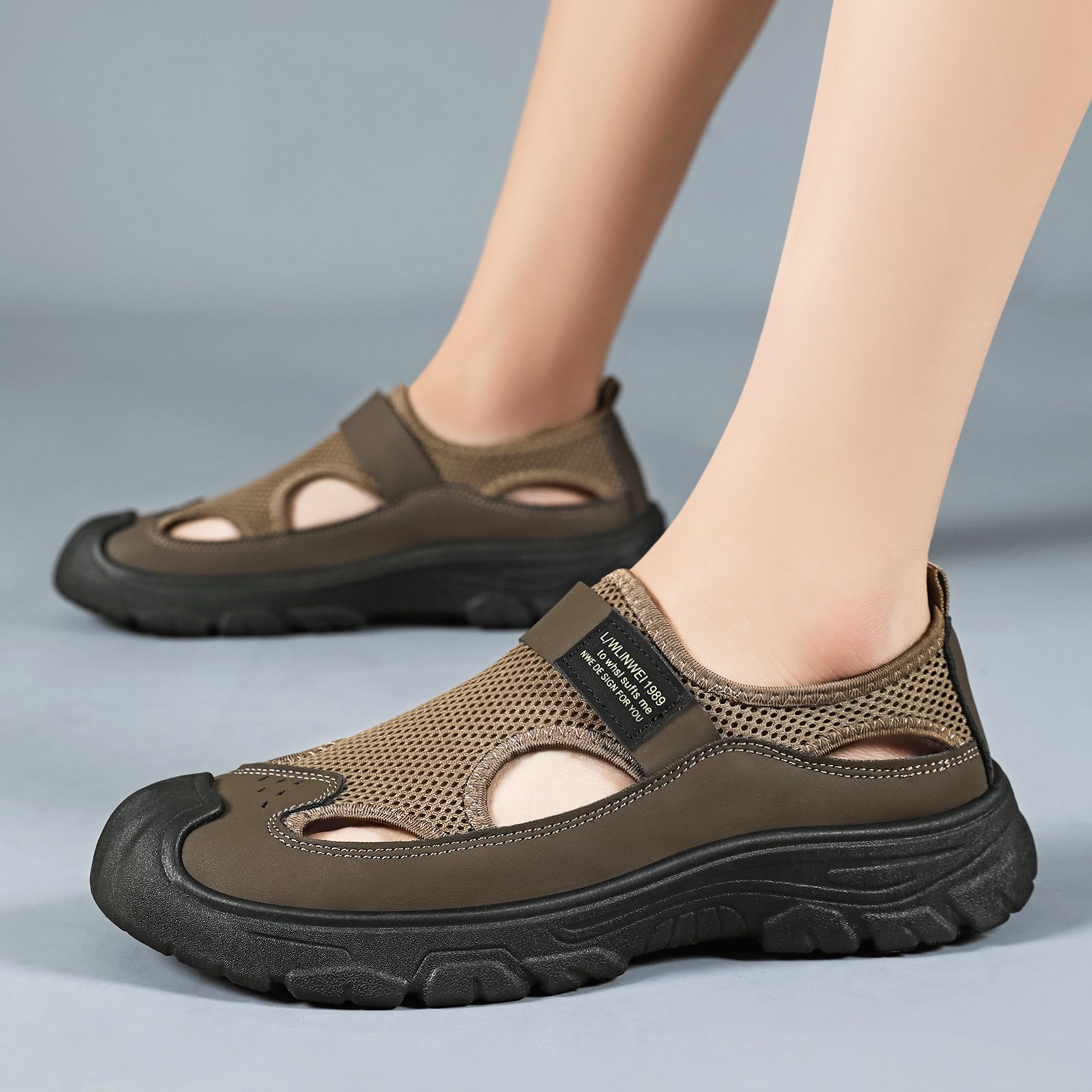 Sandalias de malla transpirables de verano para hombres zapatos casuales de playa al aire libre zapatos de soleas suaves