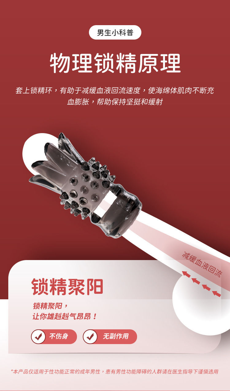 Yunman Hedgehog Textured Locking Penis Sleeve Ring with Pear Flower Design — detail image 3