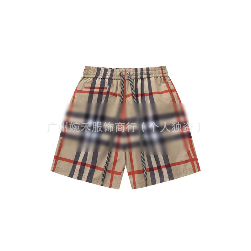 Cross-Border High-End Version Bbr Balenciaga Classic Plaid 26Ss Casual Beach Shorts with Inner Mesh Breathable Summer Shorts for Men