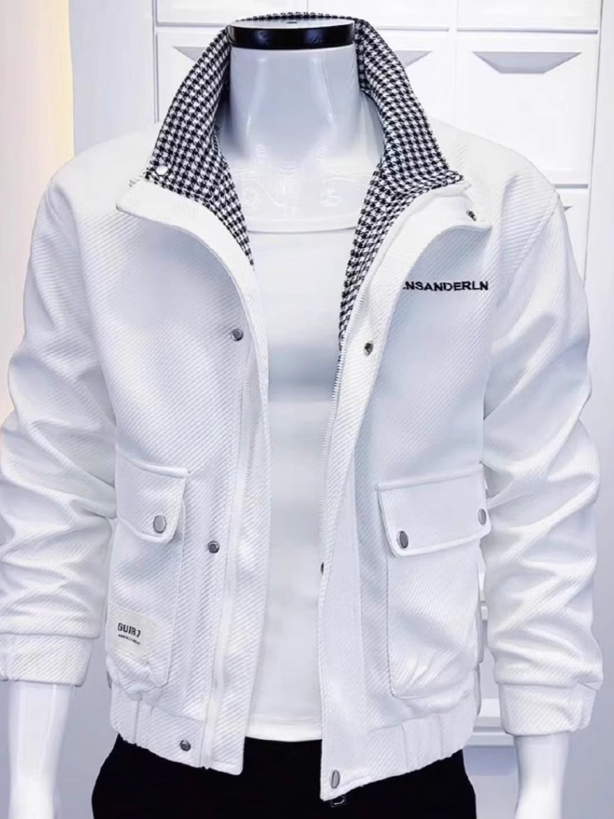 Chaqueta bordada Chaqueta guapa de primavera 2025 nuevos tops de hombre ropa de trabajo marca de moda cuello alto chaqueta de gran peso