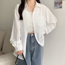 白色衬衫外套女秋冬设计感薄款慵懒风休闲上衣中长款开衫外搭衬衣