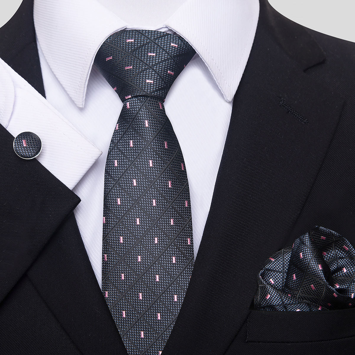 Juego de Corbata de Rayas para Hombre Set de 3 piezas de Rayón, para Bodas y Negocios