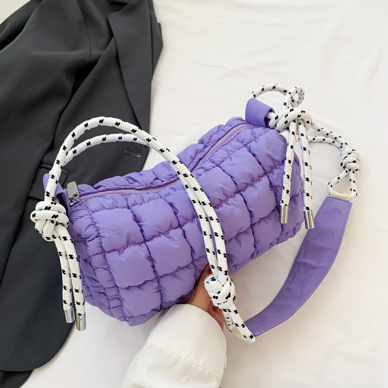 Hilo bordado rómbico bolsa de nube bolsa de abrigo de algodón personalidad de las mujeres bolso de hombro plisado estilo coreano bolsa de burbuja bolsa de mensajero bolso de mujer de cercanías