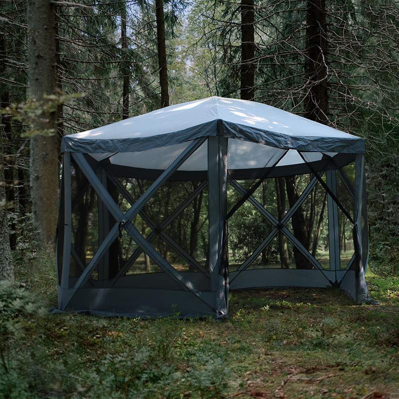 6-sided camping awning with detachable privacy windproof cloth mosquito net breathable multi-person application courtyard lawn