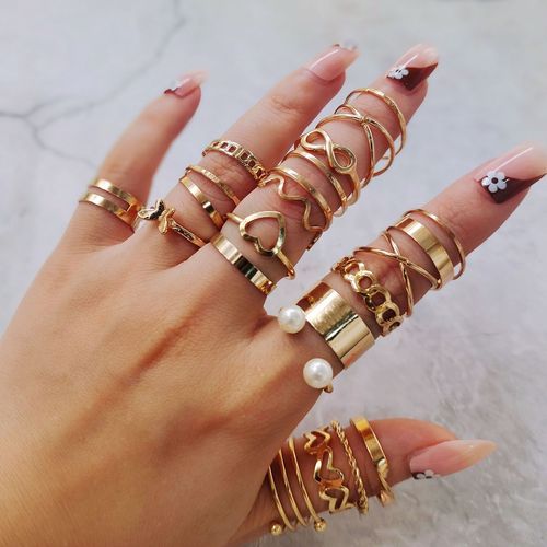 XP17 Cross-border new butterfly ring open multi-joint ring set 22-piece set love ring female design