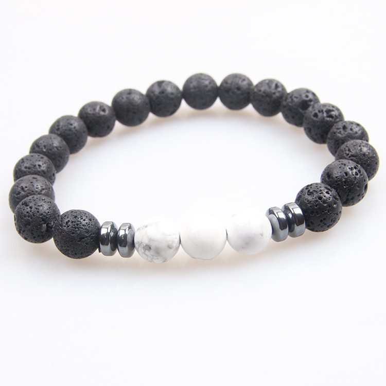 화산석과 화이트 터콰이즈 팔찌 8mm