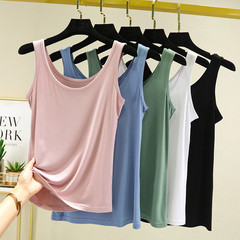 Women's Summer Thin Strapless Tank Top Pure Color Sleeveless Basic Top Slim Fit Versatile Simple U-Neck Top